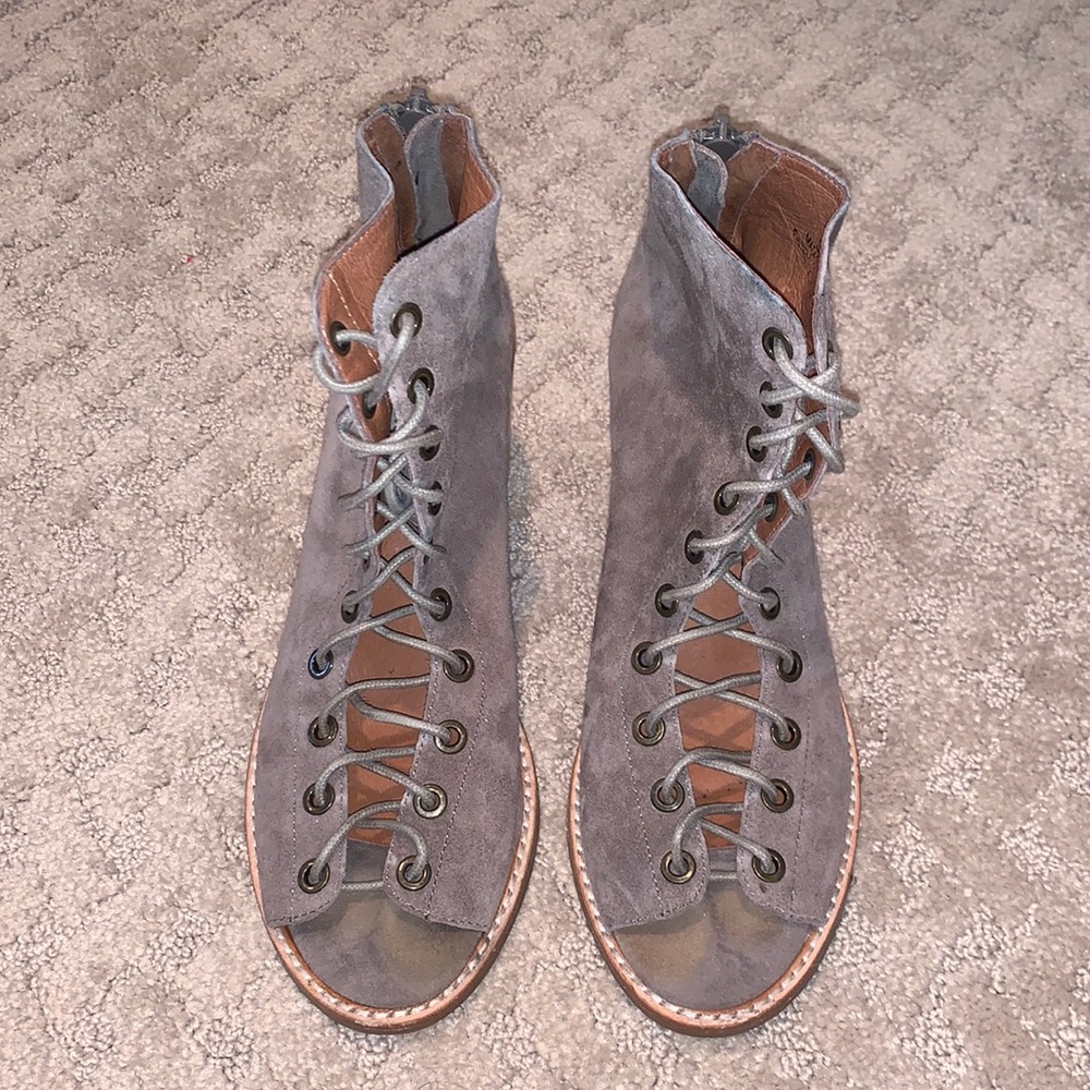 Jeffrey Campbell Suede Open Lace Booties - image 1